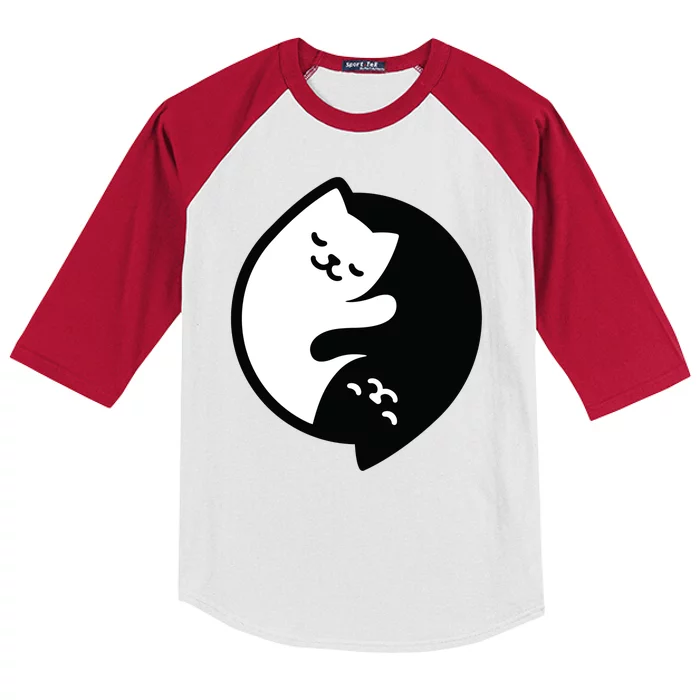 Cat Yin And Yang Cute Kids Colorblock Raglan Jersey