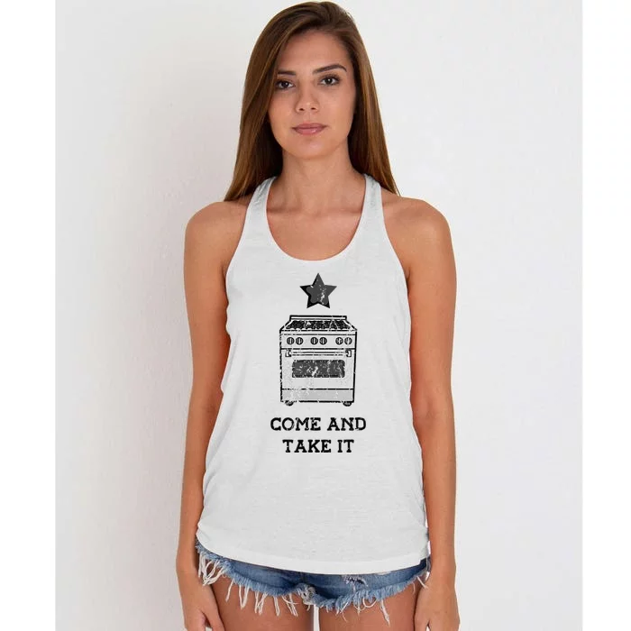 Come And Take It President Joe Biden Ban On Gas Stoves Women's Knotted Racerback Tank