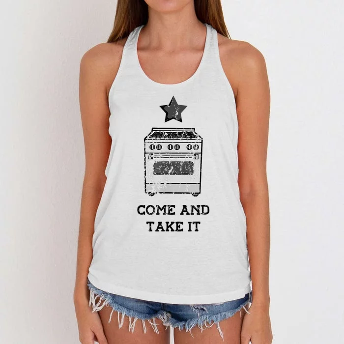 Come And Take It President Joe Biden Ban On Gas Stoves Women's Knotted Racerback Tank