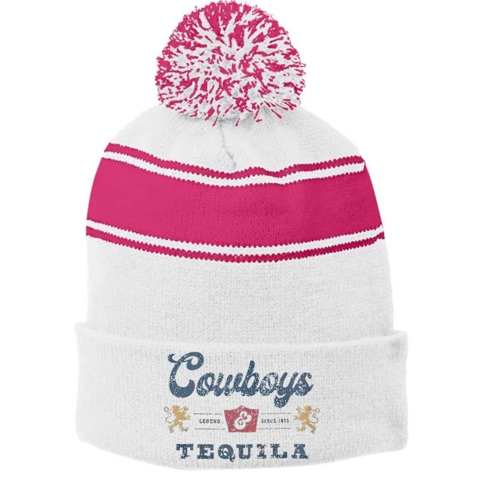 Cowboys And Tequila Stripe Pom Pom Beanie