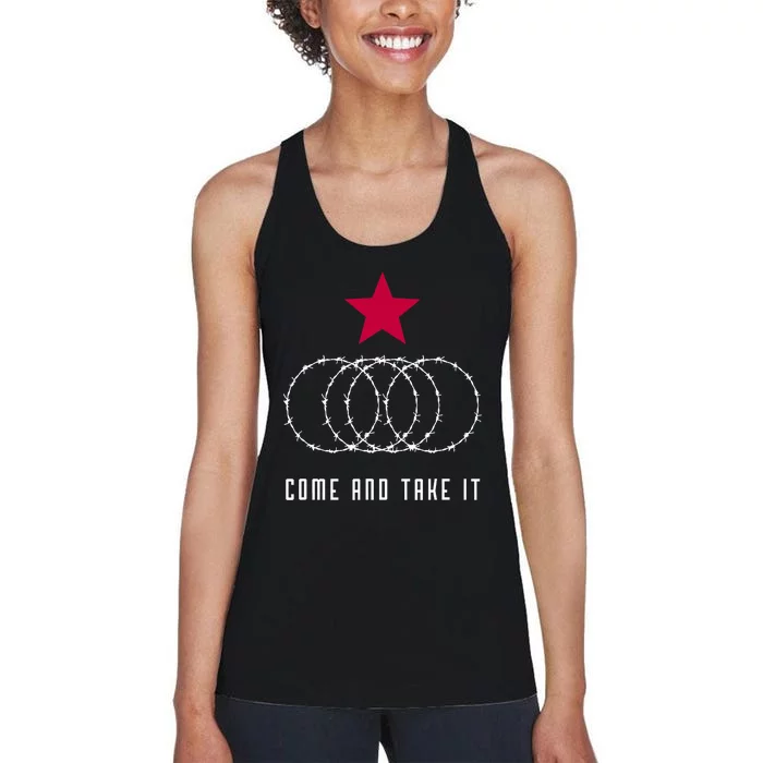 Come And Take It Texas Border Razor Wire Women's Racerback Tank