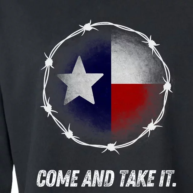 Come And Take It Texas Flag Barbed Wire Patriotic Usa Cropped Pullover Crew