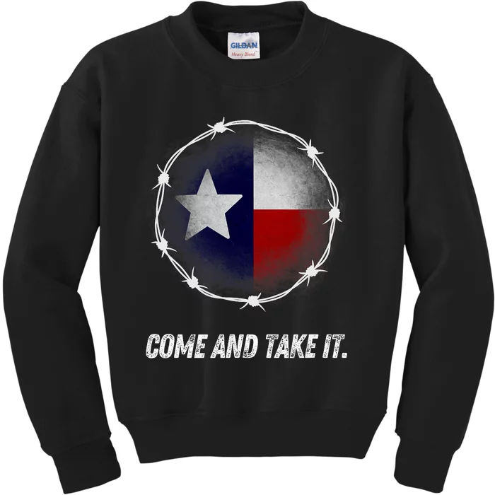 Come And Take It Texas Flag Barbed Wire Patriotic Usa Kids Sweatshirt