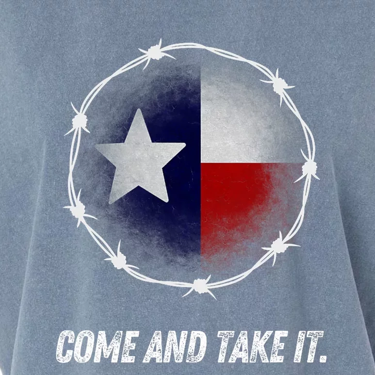 Come And Take It Texas Flag Barbed Wire Patriotic Usa Garment-Dyed Women's Muscle Tee