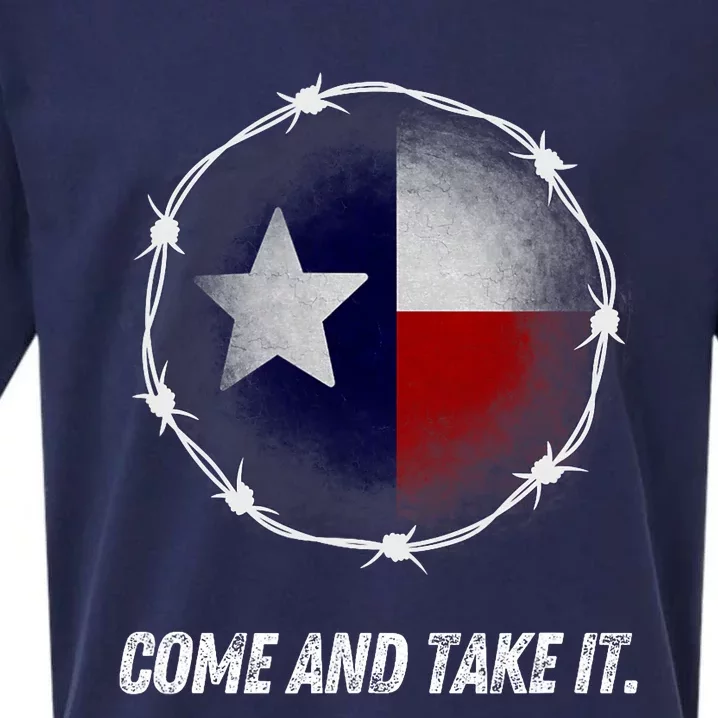 Come And Take It Texas Flag Barbed Wire Patriotic Usa Sueded Cloud Jersey T-Shirt