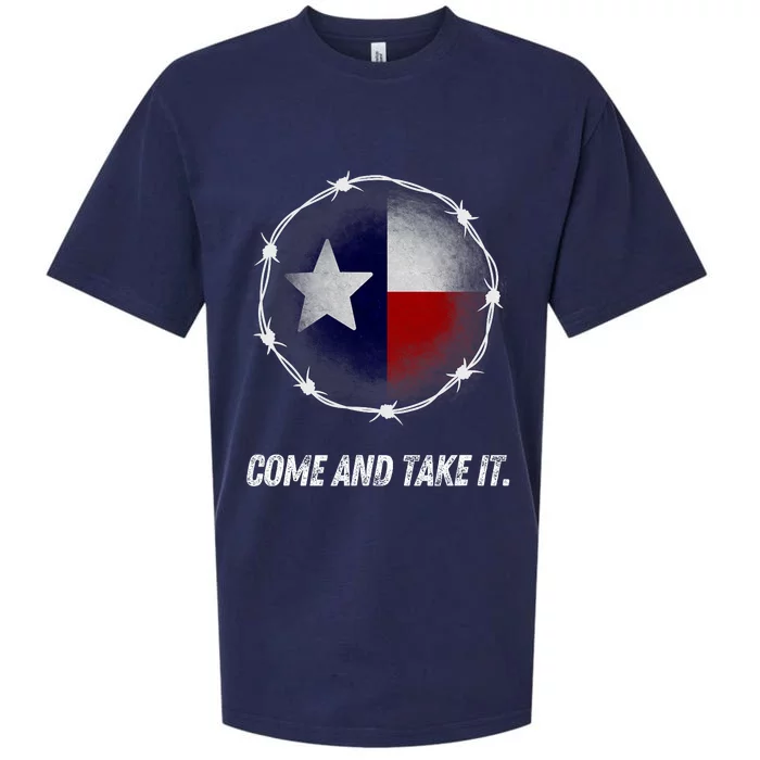 Come And Take It Texas Flag Barbed Wire Patriotic Usa Sueded Cloud Jersey T-Shirt