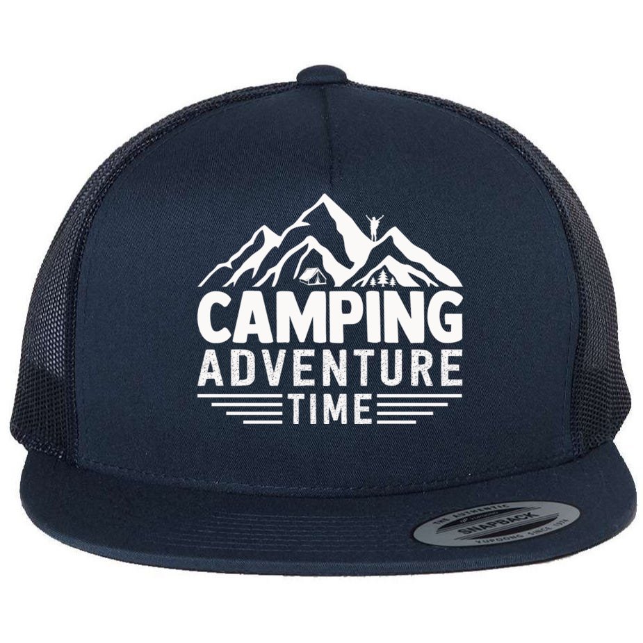 Camping Adventure Time Funny Camping Flat Bill Trucker Hat