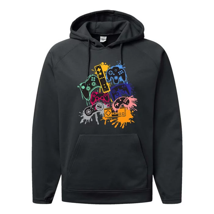 Control All The Things Video Games Controller Gamer Colorful Performance Fleece Hoodie