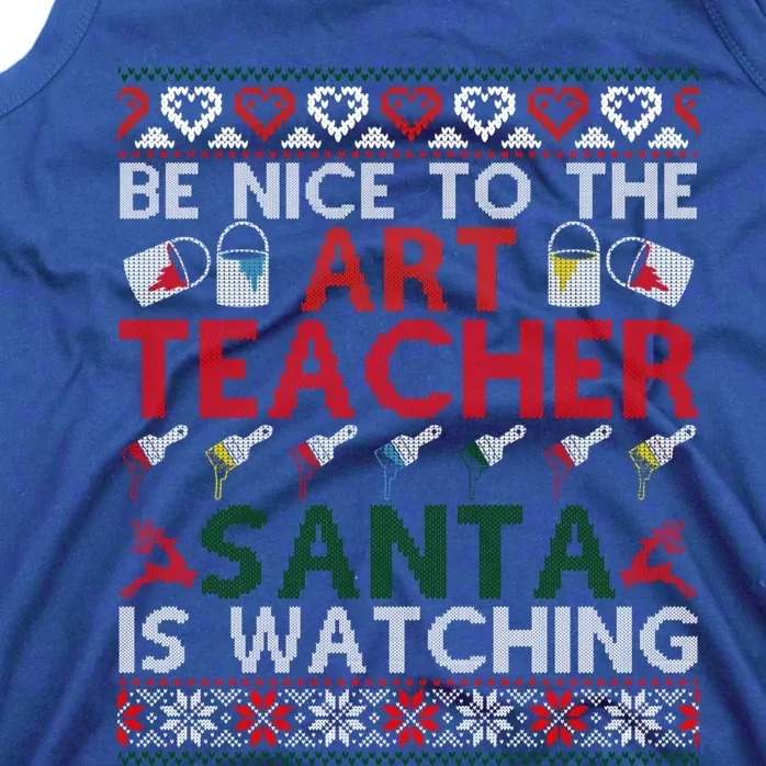 Christmas Art Teacher Santa Is Watching Ugly Xmas Funny Gift Tank Top