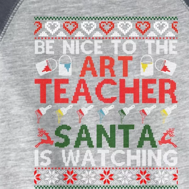 Christmas Art Teacher Santa Is Watching Ugly Xmas Funny Gift Toddler Fine Jersey T-Shirt