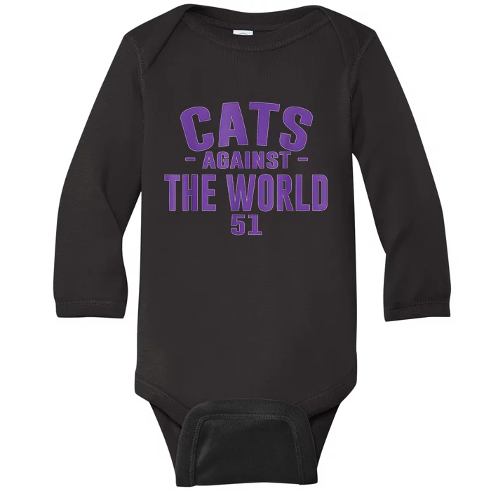 Cats Against The World Northwestern Baby Long Sleeve Bodysuit