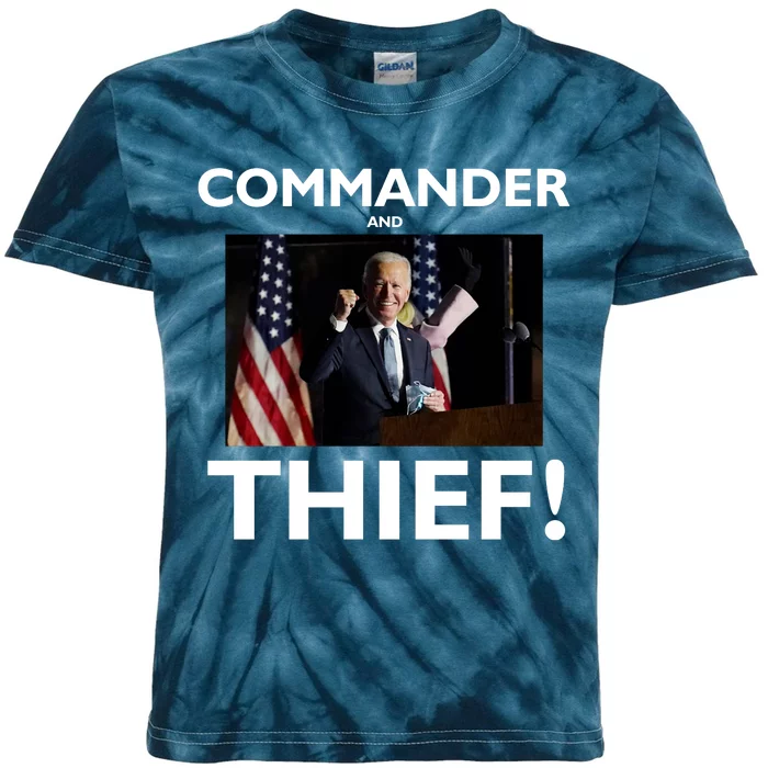 Commander and Thief Joe Biden Kids Tie-Dye T-Shirt