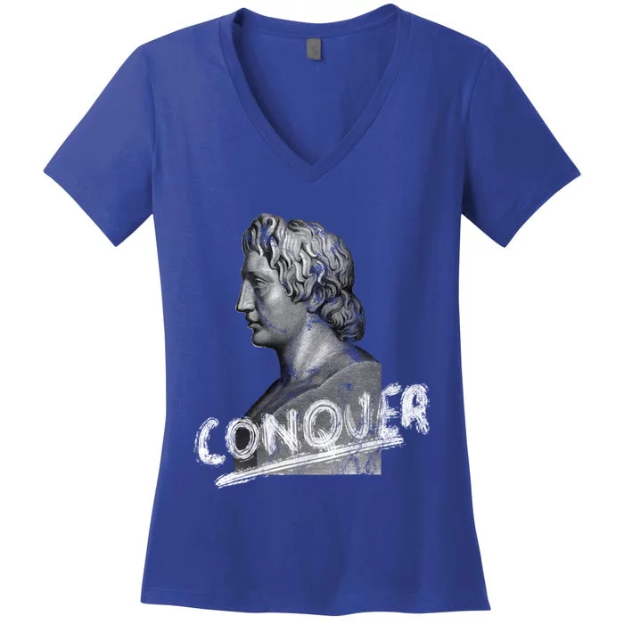 Conquer Alexander The Great Head Ancient Greece History Cute Gift Women's V-Neck T-Shirt