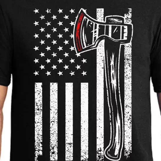 Cool Axe Throwing For Women Lumberjack US American Flag Pajama Set