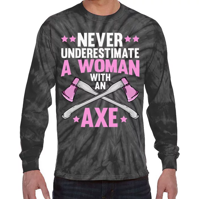 Cool Axe Throwing For Women Ax Thrower Tree Lumberjack Tie-Dye Long Sleeve Shirt