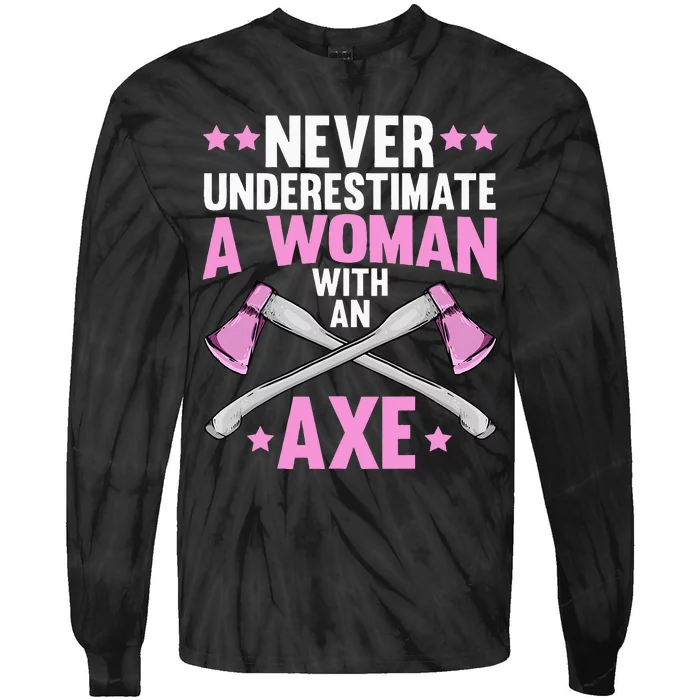 Cool Axe Throwing For Women Ax Thrower Tree Lumberjack Tie-Dye Long Sleeve Shirt