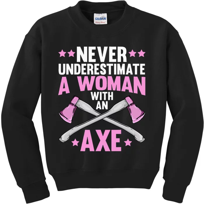 Cool Axe Throwing For Women Ax Thrower Tree Lumberjack Kids Sweatshirt