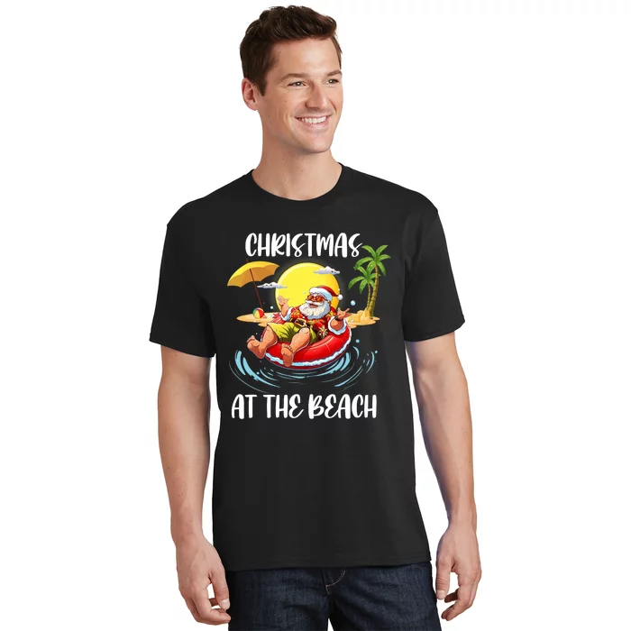 Christmas At The Beach Santa Summer Vacation Beach In July T-Shirt