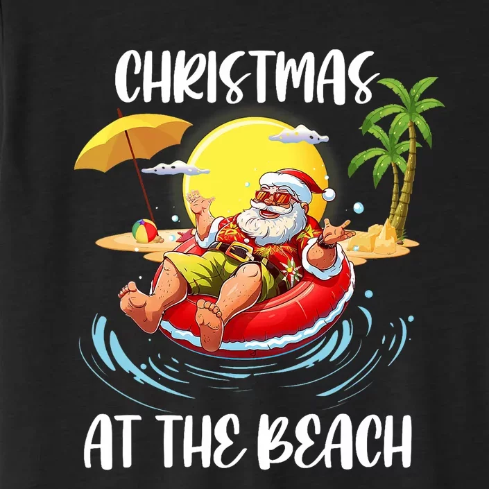 Christmas At The Beach Santa Summer Vacation Beach In July ChromaSoft Performance T-Shirt