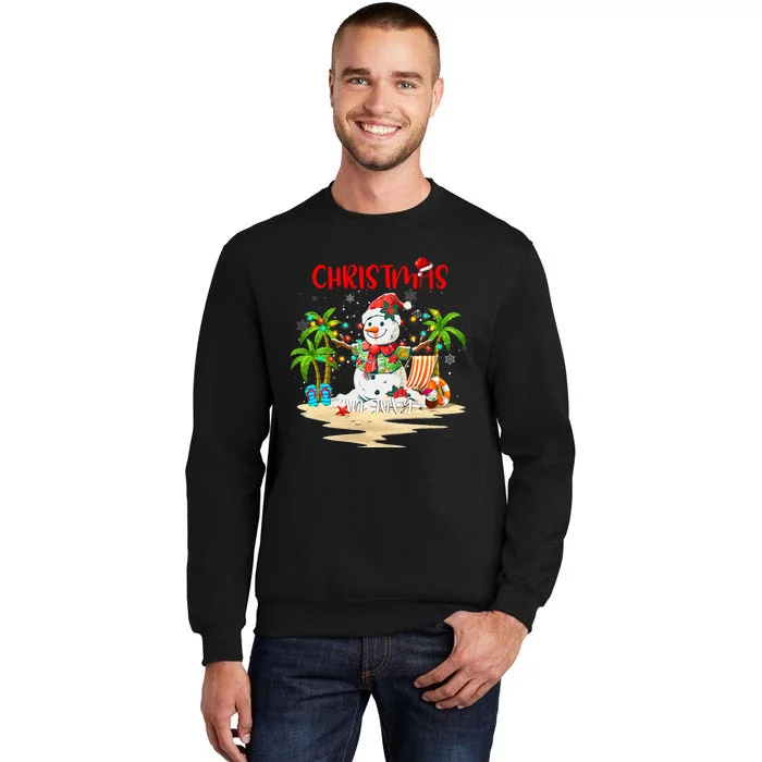 Christmas At The Beach Snowman Summer Vacation Beach In July Sweatshirt