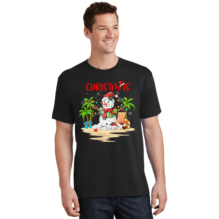 Christmas At The Beach Snowman Summer Vacation Beach In July T-Shirt