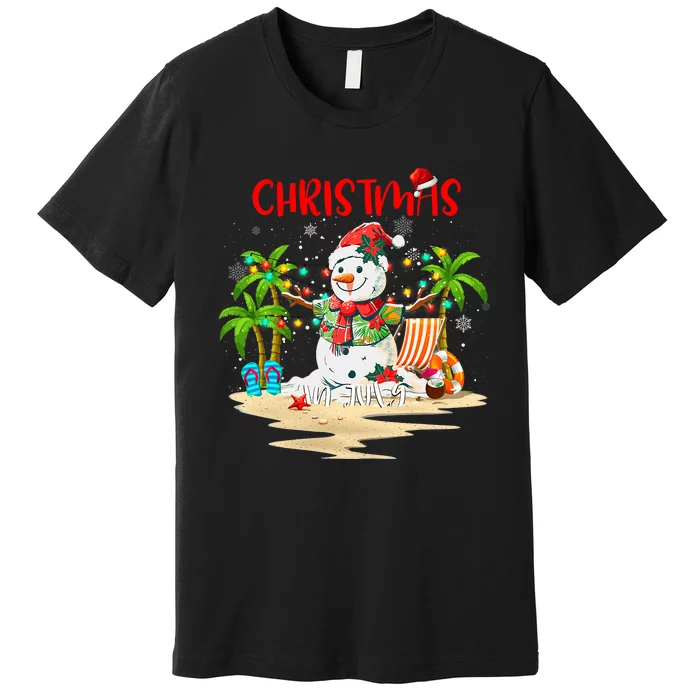 Christmas At The Beach Snowman Summer Vacation Beach In July Premium T-Shirt