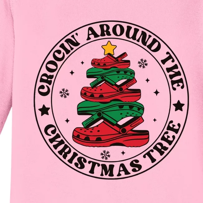 Crocin Around The Christmas Tree Funny Christmas Baby Long Sleeve Bodysuit