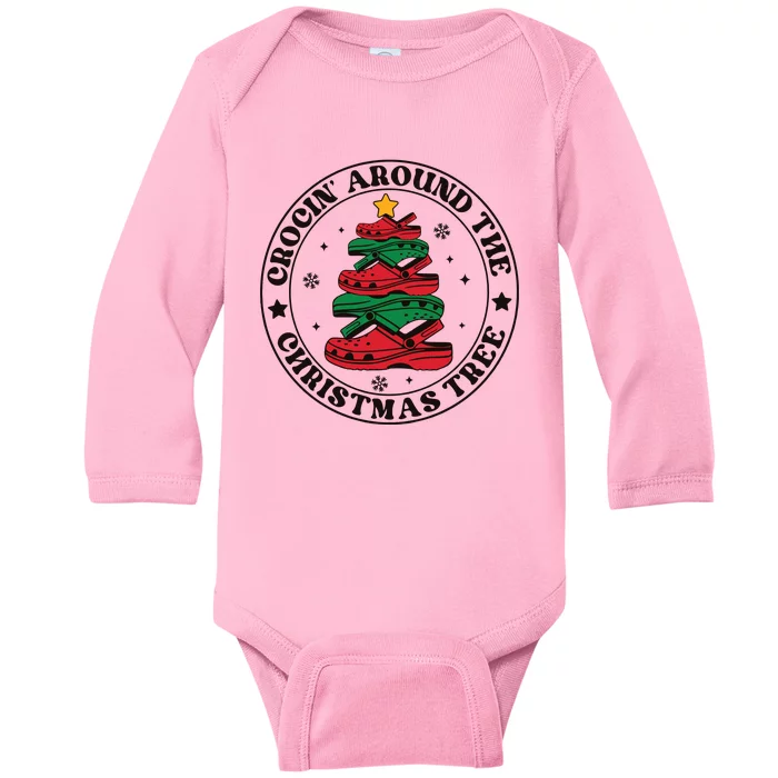 Crocin Around The Christmas Tree Funny Christmas Baby Long Sleeve Bodysuit