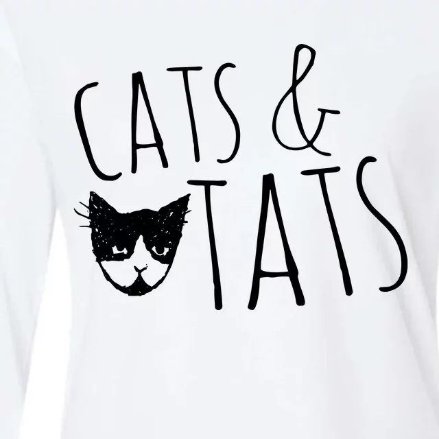 Cats And Tats , Cat Tattoo Lover Tee Cats & Tats Womens Cotton Relaxed Long Sleeve T-Shirt