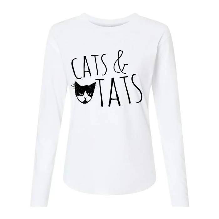 Cats And Tats , Cat Tattoo Lover Tee Cats & Tats Womens Cotton Relaxed Long Sleeve T-Shirt