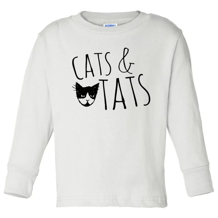 Cats And Tats , Cat Tattoo Lover Tee Cats & Tats Toddler Long Sleeve Shirt