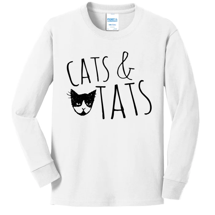 Cats And Tats , Cat Tattoo Lover Tee Cats & Tats Kids Long Sleeve Shirt