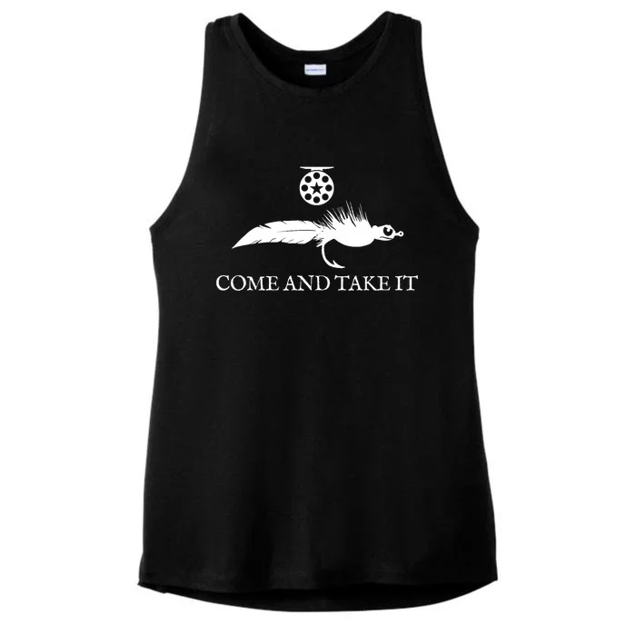 Come And Take It Fly Fishing Lure Ladies Tri-Blend Wicking Tank