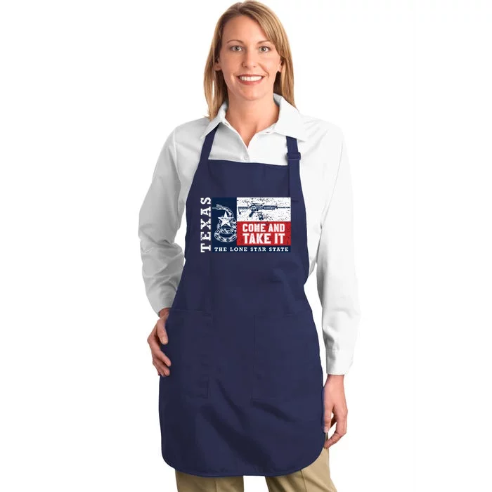 Come And Take It 2nd Amendment Guns Texas Don't Tread On Me Full-Length Apron With Pocket