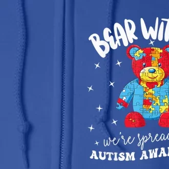 Cute Autism Teddy Bear boy Autism Awareness Month Puzzle Full Zip Hoodie