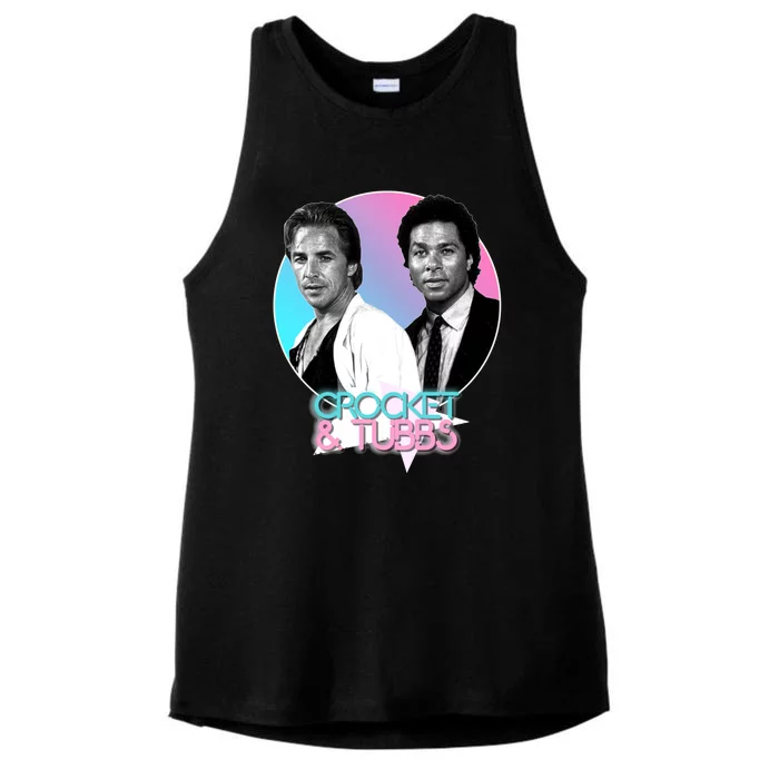 Crockett And Tubbs )( Retro Miami Vice 80s Tribute Ladies Tri-Blend Wicking Tank