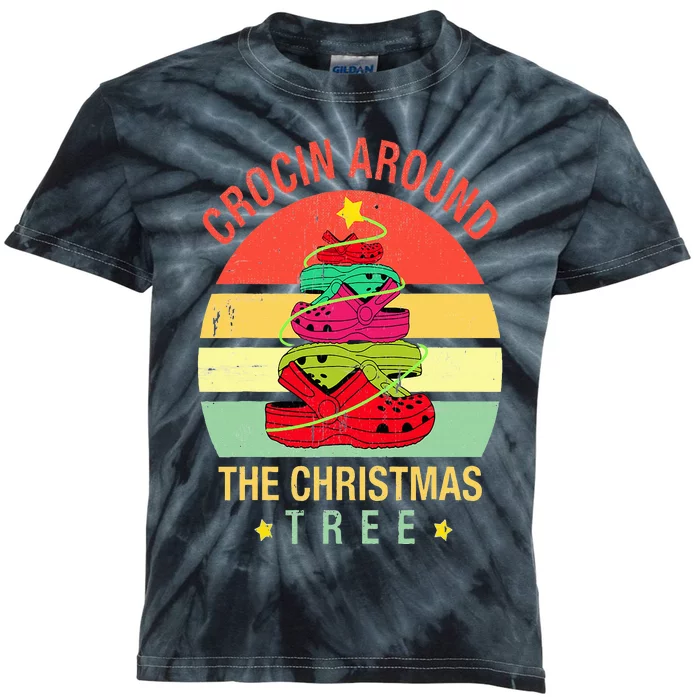 Crocin Around The Christmas Tree Funny Vintage Xmas Kids Tie-Dye T-Shirt