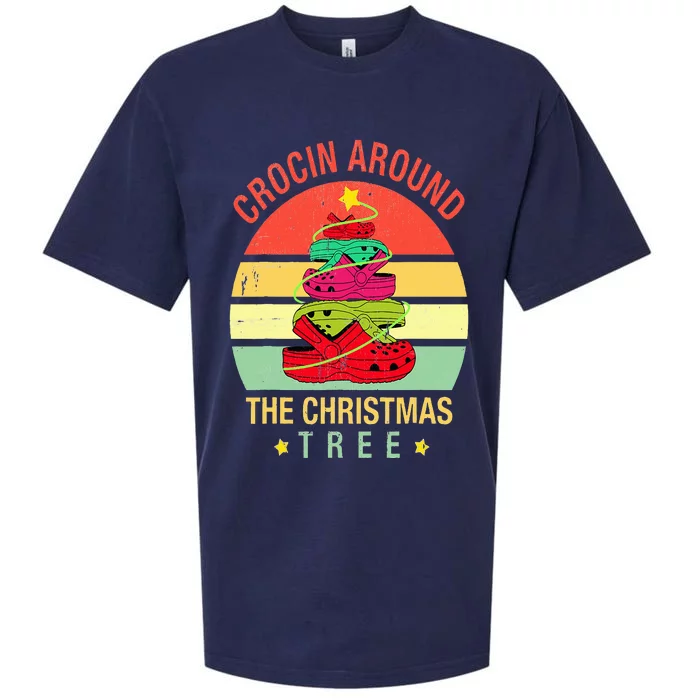 Crocin Around The Christmas Tree Funny Vintage Xmas Sueded Cloud Jersey T-Shirt