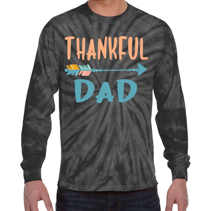 Cute Arrow Thankful Dad Funny Thanksgiving Day Gifts Tie-Dye Long Sleeve Shirt