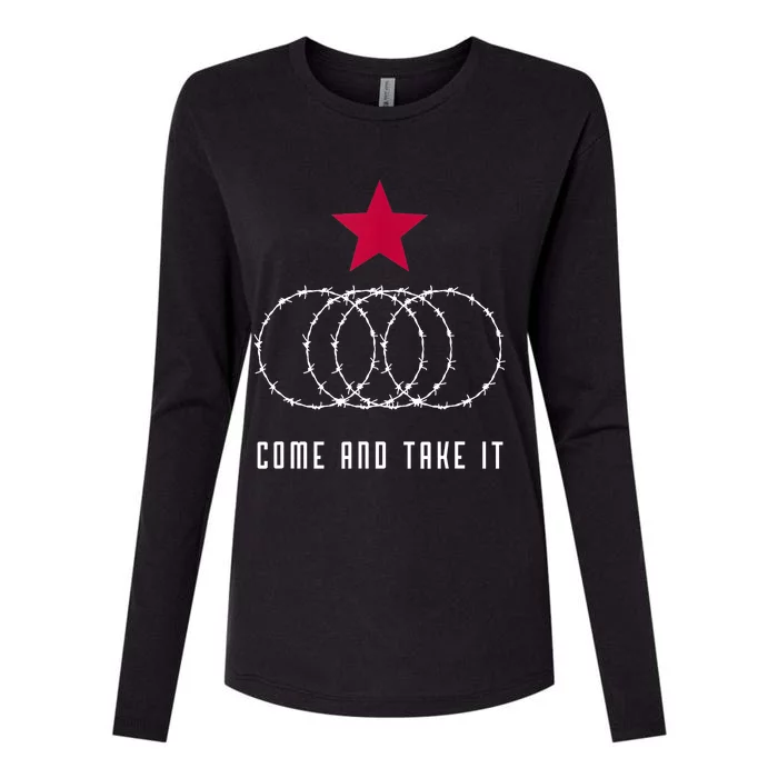 Come And Take It Texas Border Razor Wire Womens Cotton Relaxed Long Sleeve T-Shirt