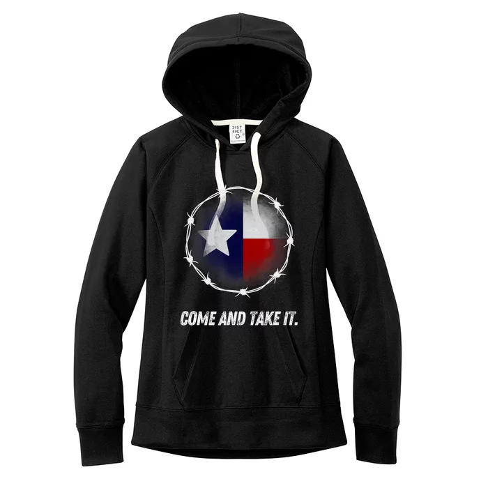 Come And Take It Texas Flag Barbed Wire Patriotic Usa Women's Fleece Hoodie