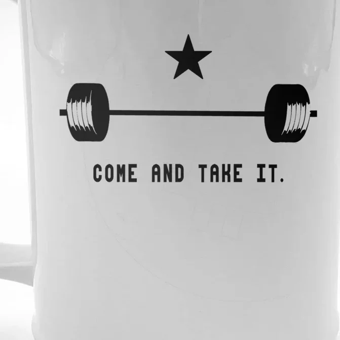 Come And Take It Barbell Active Weight Lifting Power Lifting Gift Front & Back Beer Stein