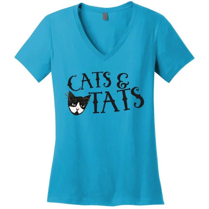 Cats And Tats Gift Women's V-Neck T-Shirt