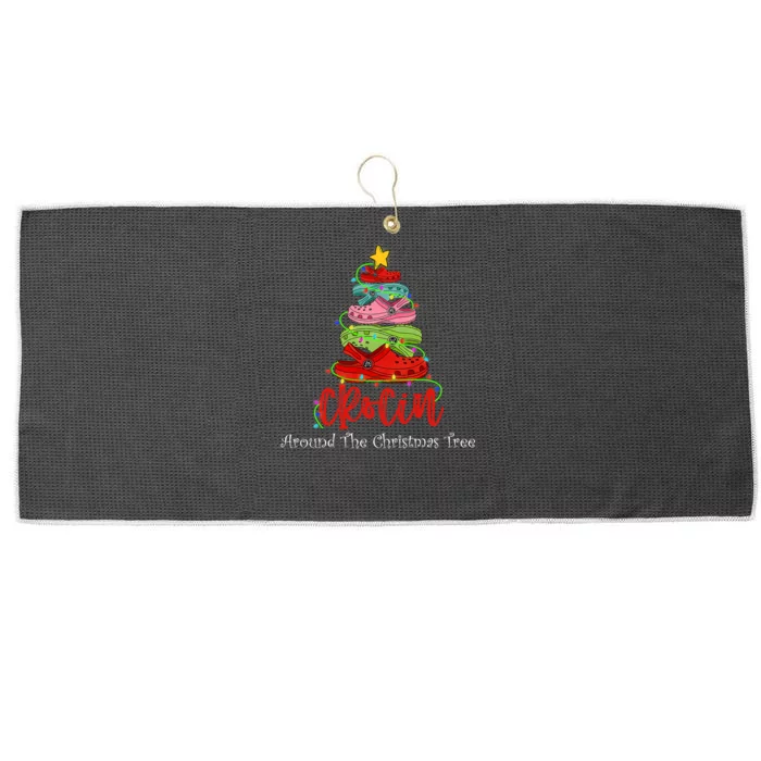 Crocin Around The Christmas Tree Large Microfiber Waffle Golf Towel