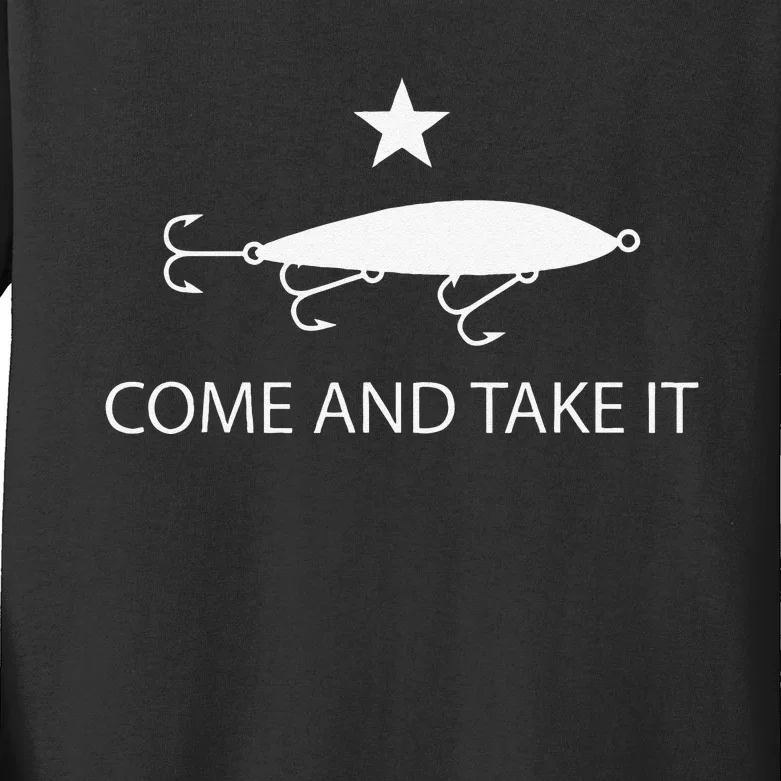 Come And Take It Flag Funny Fishing Saltwater Lure Kids Long Sleeve Shirt