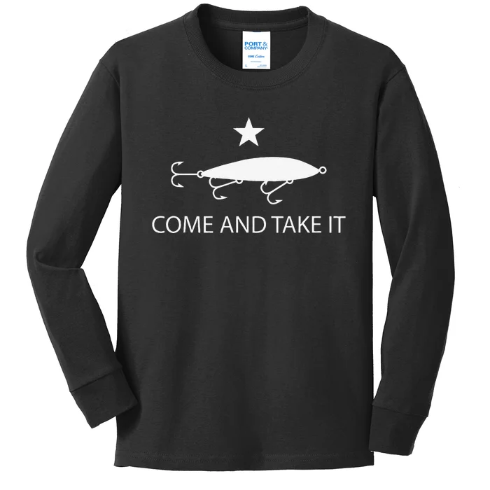 Come And Take It Flag Funny Fishing Saltwater Lure Kids Long Sleeve Shirt