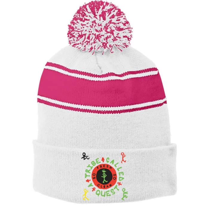 Classic A Tribe Called Quest Stripe Pom Pom Beanie