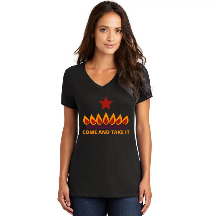 COME AND TAKE IT STOVE Funny Women's V-Neck T-Shirt