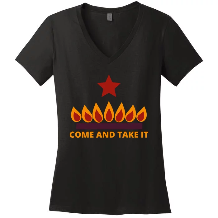 COME AND TAKE IT STOVE Funny Women's V-Neck T-Shirt