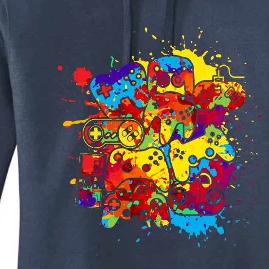 Control All The Things Video Game Controller Paint Splash Funny Gift Women's Pullover Hoodie